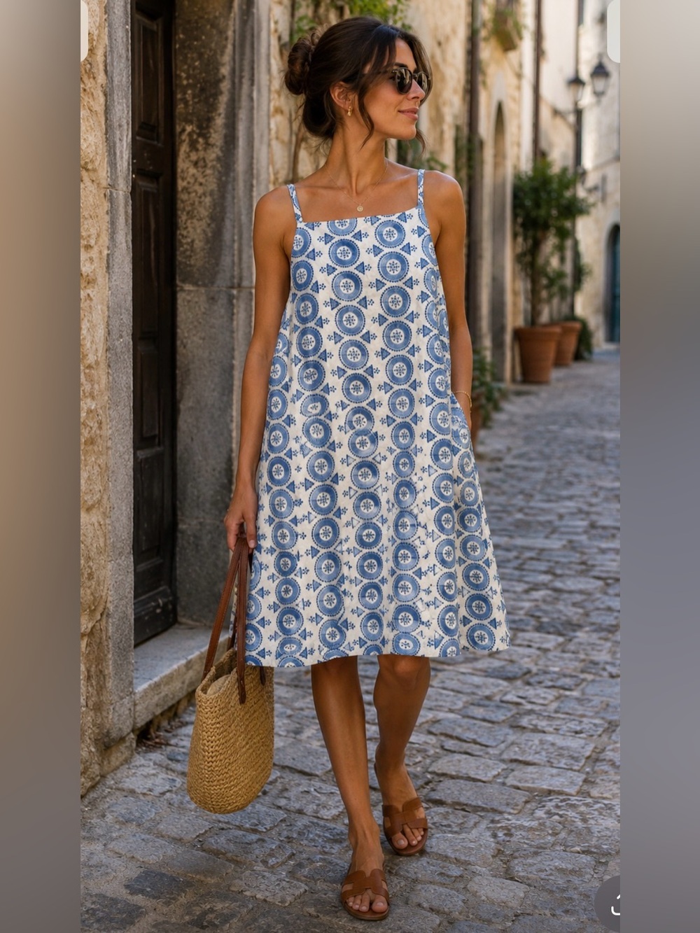 Ann Taylor Factory White&Blue Dress, Embroidery - Size 16 - Cotton, Clean Beauty